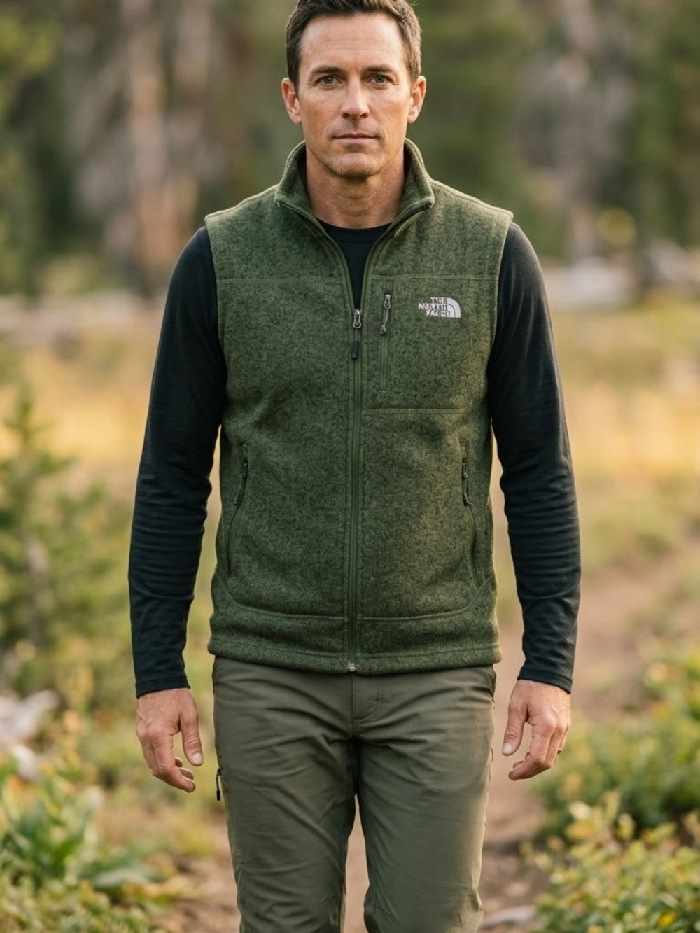 The North Face Olive Green Men’s Fleece Zip Vest Size S/P